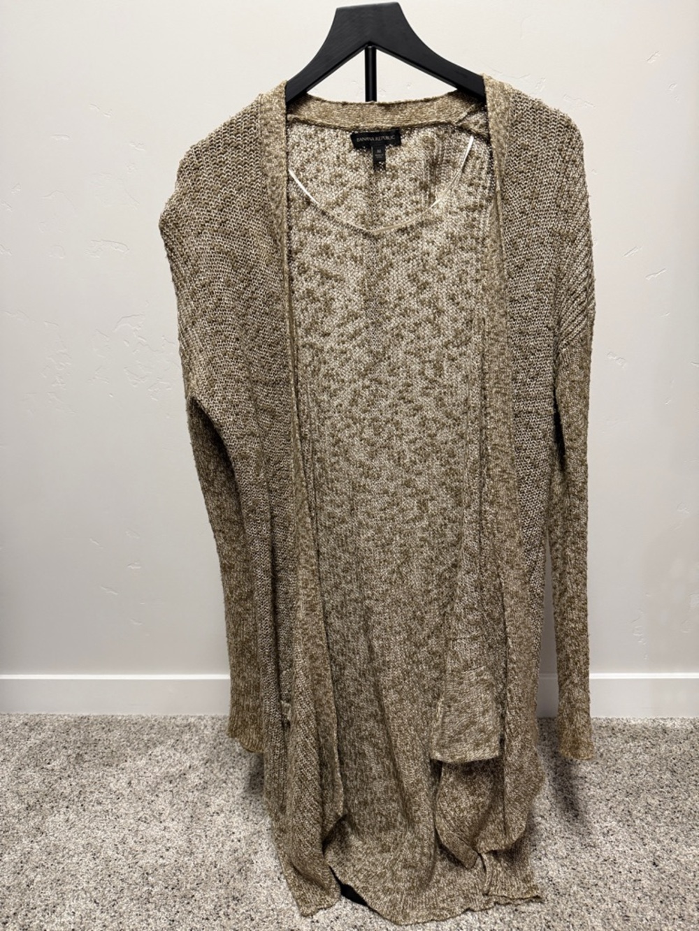 Banana Republic Open-Front Knit Cardigan in Taupe Heather